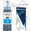 LCL 106 Ciano Inchiostro Alta capacità Compatible con Epson EcoTank 106 | Flacone di Inchiostro Compatibile con Epson EcoTank L7160 L7180 ET-7700 ET-7750 Stampante (1-Pack)