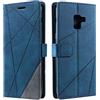 SONWO Cover per Galaxy A8 Plus 2018, Flip Caso in PU Pelle Case Cover Portafoglio Custodia per Galaxy A8 Plus 2018, [Kickstand] [Slot per Schede], Blu