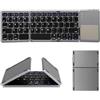 AURTEC tastiera pieghevole Bluetooth senza fili portatile con touchpad e batteria per PC, Tablet, Android, Smartphone, Grigio scuro (International keyboard layout)