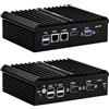 CWWK Mini PC Fanless Industrial N2840, 2x RS232/RS485 COM, 2 x Gigabit LAN, Micro Embedded Mini Computer Box, 8GB RAM 64GB mSATA SSD, Support SIM, mPCIe, SATA, HD, VGA, 6USB