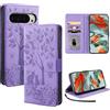 LSPCASA Protettiva Case Per Google Pixel 9 Pro XL 5G 6.8 Pollici Funzione Stand Cover Google 9 Pro XL Con Cinturino Da Polso Staccabile Cover Google 9 Pro XL Con Slot Per Schede Viola