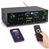 VeftBltrem Amplificatore stereo HiFi da 3000 W, amplificatore stereo 5.1 canali, 3 ingressi microfono, Bluetooth 5.0, USB/FM/SD LED, controllo app, RCA, fibra ottica/ingresso coassiale per karaoke