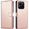JUNETOP Cover per Xiaomi Redmi Note 14 4G, Custodia a Libro Oro Rosa