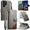 LIAOCY Cover a Libretto per Ulefone Note 22, Custodia Portafoglio con Cerniera in Pelle PU[Stile Business], Cover Anticaduta con Supporto, Gray.