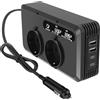 PORFOYO Trasformatore di tensione per auto, inverter DC 12 V, adattatore accendisigari, 2 prese e 2 porte USB + 2 porte tipo C, ricarica rapida per telefoni cellulari