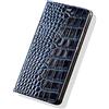Yidai-Silu Custodia in Pelle per Galaxy S21 Ultra 【Motivo Coccodrillo, Lusso】 Cover in Vera Pelle con Porta Carte Supporto Flip Cellulare Caso per Samsung Galaxy S21 Ultra - Blu