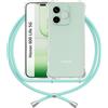 ANFAIRLACE Cover Cordino Compatibile con Honor 600 Lite, Verde | Custodia Cuscino d'Aria Trasparente TPU Morbido Silicone Regolabile Antiurto Collana Chiaro Case