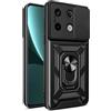 HONLEN Custodia Adatta per Redmi Note 13 Pro 5G / POCO X6 5G (6.67 Inches), Cover per PC Armor Anello kickstand con Base Magnetica - Nero