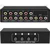 Aicharynic Audio Switcher 4 in 1 Out, Audio Switch AUX + RCA L/R, Audio Video Splitter, Switch 3,5 Mm, Audio Commutatore 4 In 1 Out, Selezionatore audio analogico per cuffie, Phono, altoparlante