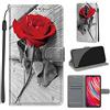 TOMYOU Cover per Xiaomi Redmi Note 8 Pro, rosa rossa | Antiurto Protettiva Portafoglio, Slot per Schede, Magnetica, Custodia in Pelle PU, Libro Flip,Funzione Stand