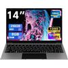 bvate 2026 PC Portatile 14 Pollici Laptop 8GB RAM 256GB SSD-Grigio