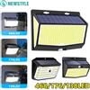 newstyle Luci di movimento solari per esterni 468/176LED 3 modalità Luci per recinzione solare Luci di sicurezza solari impermeabili Porta del cortile Patio Garage Passo