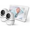 MBOSS SM70V2 Baby monitor video a schermo diviso HD da 7" 1080P con due fotocamere, a prova di hacking, zoom remoto/pan/inclinazione, batteria da 4000 mAh