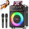 FanFun S68 Kara Ok con 2 microfoni, altoparlante portatile Bluetooth 5.3 Kara Ok, regolazione dell'eco, supporta TV tramite connessione ausiliaria