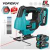 YOFIDRA 3800RPM Seghetto alternativo elettrico senza spazzole 12 lame Laser a infrarossi Curva wireless Sega Strumento per la lavorazione del legno per Makita 18V Batteria Pin