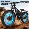 NONE Baolujie DP-2603 doppio motore adulte vélo elettrico urbano e-bike 26 "gros pneus Ebike 3000W 52V 25AH vélo elettrico