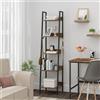 WOLTU Libreria a 5 livelli Scaffale da cucina per la casa con 4 ganci 40x170x36 cm Scaffale da soggiorno in piedi Scaffale portaoggetti