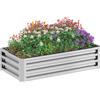 Orto quadrato da giardino Outsunny 120x60x30,5 cm in acciaio zincato argentato