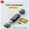 Kodak Lettore di Schede Multifunzione Kodak C210 USB 3.0 e Type C 4 in 1 per Schede SD, Micro SD, TF per MacBook, PC, Laptop