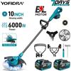 YOFIDRA Tagliaerba Elettrico Pieghevole Senza Spazzole da 10 Pollici 6000W, Trimmer per Erba, Attrezzo da Giardino Compatibile con Batteria Makita 21V