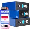 Deligreencs 4 batterie ricaricabili EVE 280Ah LiFePO4 3.2V Grado A, 8000 cicli, celle prismatiche al litio ferro fosfato per fai da te solare fotovoltaico
