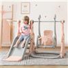 NONE Anajqaqia, Scivolo e Altalena per Bambini, Scivolo 4-in-1, Scivolo per Bambini da Interno ed Esterno, Canestro da Basket, Scala per Arrampicata