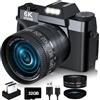 VJIANGER Fotocamera digitale 6K per fotografia, 64 MP, fotocamera Vlogging per YouTube con WiFi, schermo flip a 180°, zoom digitale 16x, obiettivo 52 mm, scheda micro SD da 32 GB, 2 batterie (nero)