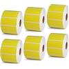 BETCKEY - Cartella portadocumenti da 5,7 x 2,5 cm ed etichette multiuso compatibile con stampanti Zebra e Rollo, adesivo premium e perforato [giallo, 6 rotoli, 9000 etichette]