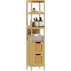 kleankin Armadio a colonna per bagno 30x30x144cm Bambù naturale