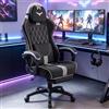 Soontrans Sedia Gaming Massaggiante, Poggiapiedi, Cotone, Righe bianche | Sedia da Gaming Ergonomica, Schienale Regolabile a 90-145°, Regolabile in Altezza, Poltrona da Gaming Carico 113kg