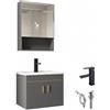 YINXSLO Mobile Bagno Sospeso 50cm con Lavabo e Specchio a Armadietto