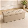 NARCISO - Pouf Contenitore Rettangolare da 76cm, Cassapanca Contenitore da Interno per Camera da Letto e Ingresso in Pregiato Velluto che Risalta alla Vista ed al Tatto (Panna)