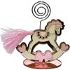 Generico 6 Segnaposto Clip Portafoto Cavallo A Dondolo Rosa 7x8.5 cm BOMBONIERA