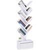 BAKAJI Libreria Scaffale 10 Ripiani Inclinati in Legno MDF con Cassetto in Tessuto, Scaffalatura con Design Moderno per Soggiorno, Salotto, Casa, Ufficio, Dimensione 149 x 38 x 20 cm
