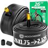 MOOVMOOV Camera d'Aria 26 Pollici - Per Pneumatici 26x1.75, 26x1.85, 26x1.90, 26x1.95, 26x2.0, 26x2.10 e 26x2.125 - ETRTO da 41-559 a 57-559 - Valvola Schrader - Confezione da 2 - Bici e MTB