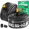 MoovMoov Camera d'Aria 24 Pollici - Per Copertoni 24x1.90, 24x1.95, 24x2.0, 24x2.10, 24x2.125, 24x2.15, 24x2.25, 24x2.35 e 24x2.40 (da 47-507 a 62-507) - Valvola Schrader - Confezione da 2 - Bici