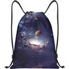 Pidgazdfgv The Solar System Zaino con coulisse Sport Palestra Sackpack Tasche in rete Resistente all'acqua Borsa a corda Donne Uomini, Nero , M, Classico