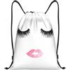 Kfjghhl Ciglio Lip Bianco Coulisse Zaino Borsa Sport Sackpack Bulk Cinch Gym Bag Donne Uomini Bambini Sport All'aperto, Nero , S, Vacanze