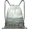 Pidgazdfgv Tokyo Bird Eye View Zaino con coulisse Sport Palestra Sackpack Tasche in rete Resistente all'acqua Borsa a corda Donna Uomo, Nero , M, Classico
