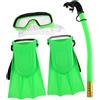 MERRYHAPY swimming supplies set Set da snorkeling per con maschera, boccaglio e pinne regolabili per snorkeling e avventure subacquee, 1 set, verde, taglia 30-35