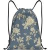 Kfjghhl Blu E Giallo Fiori Coulisse Zaino Borsa Sport Sackpack Bulk Cinch Gym Bag Donne Uomini Bambini Sport All'aperto, Nero , S, Vacanze