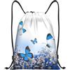 Kfjghhl Blu Farfalla Coulisse Zaino Borsa Sport Sackpack Bulk Cinch Gym Bag Donne Uomini Bambini Sport All'aperto, Nero , S, Vacanze