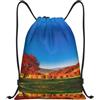 Pidgazdfgv Red Leaves Zaino con coulisse Sport Palestra Sackpack Tasche in rete Resistente all'acqua Borsa a corda Donna Uomo, Nero , M, Classico