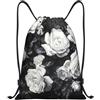 Kfjghhl Nero Bianco Rosa Coulisse Zaino Borsa Sport Sackpack Bulk Cinch Gym Bag Donne Uomini Bambini Sport All'aperto, Nero , S, Vacanze