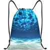 Pidgazdfgv Underwater Ocean View Zaino con coulisse Sport Palestra Sackpack Tasche in rete Resistente all'acqua Borsa a corda Donne Uomini, Nero , M, Classico