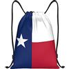 Richugui Zaino con coulisse, stampa bandiera del Texas, impermeabile, borsa sportiva da palestra, per uomo e donna, Nero , Taglia unica