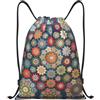 Kfjghhl Borsa da palestra con coulisse con fiore bohémien, borsa sportiva da donna, uomo, bambini, sport all'aria aperta, Nero , S, Vacanze
