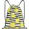 Kfjghhl Blu Stripe E Limone Coulisse Zaino Borsa Sport Sackpack Bulk Cinch Gym Bag Donne Uomini Bambini Sport All'aperto, Nero , M, Vacanze