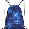 Kfjghhl Blue Universe Space Galaxy Zaino con coulisse Borsa Sport Sackpack Bulk Cinch Gym Bag Donne Uomini Bambini Sport All'aperto, Nero , S, Vacanze