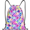 Kfjghhl Bella Rainbow Colori Sirena Coulisse Zaino Borsa Sport Sackpack Bulk Cinch Gym Bag Donne Uomini Bambini Sport All'aperto, Nero , M, Vacanze